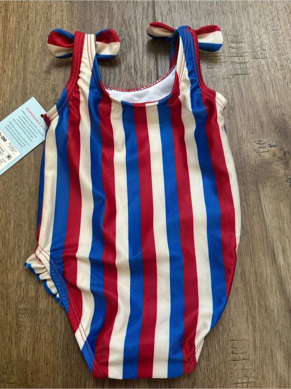 NWT! Cat & Jack Infant Swimsuit, One Piece, USA, 4th of July, Crotch Snaps, 0-3m